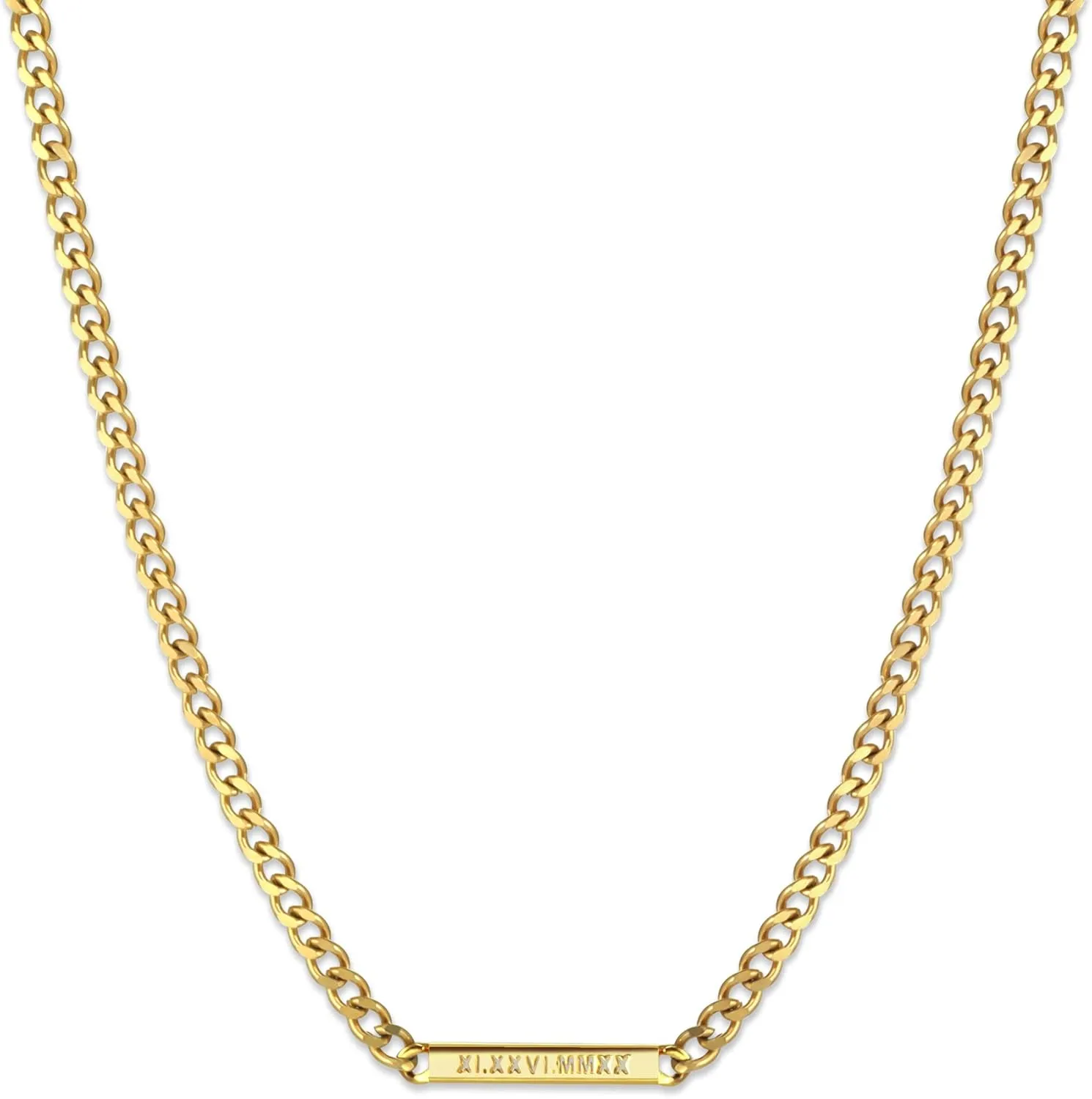 HELLOICE Custom Name Necklace 5mm Cuban Chain Link Personalized Openwork Engraved 18K Gold Plated Stainless Steel Cuban Chain ID Necklace with 17" 2"(Extender) for Men and Women