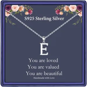 Hidepoo S925 Sterling Silver Initial Necklaces for Girls Women, Dainty Sterling Silver Initial Necklace for Women Girls Jewelry Birthday Gifts for Women Girls