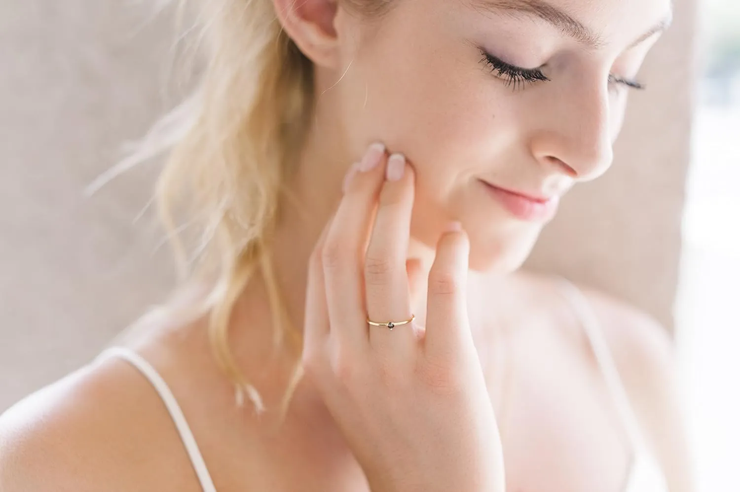 Honeycat Black Iron Ore Crystal Point Ring in Gold, Rose Gold, or Silver | Minimalist, Delicate Jewelry
