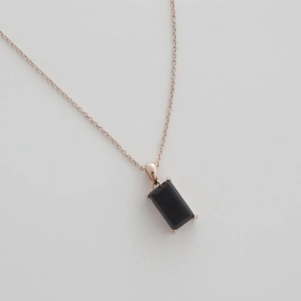 HONEYCAT Bonbon Black Onyx Crystal Pendant in Gold, Rose Gold, or Silver | Minimalist, Delicate Jewelry