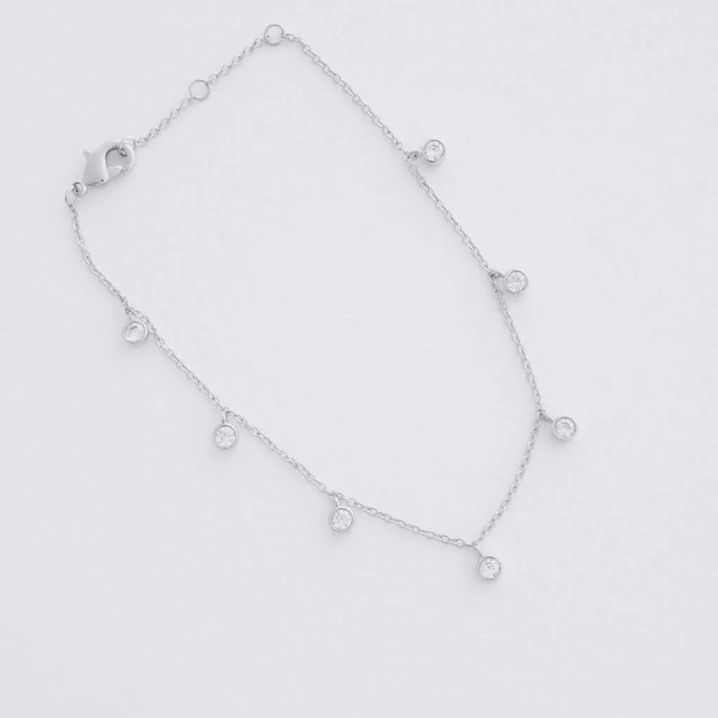 Honeycat Crystal Droplet Charm Bracelet in Gold, Rose Gold, or Silver | Minimalist, Delicate Jewelry