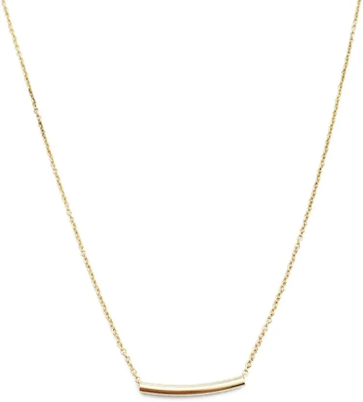 Honeycat Curved Tube Bar Necklace in Gold, Rose Gold, or Silver| Minimalist, Delicate Jewelry