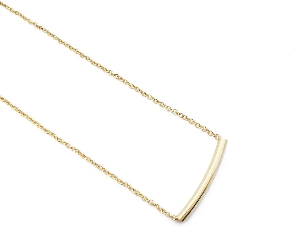 Honeycat Curved Tube Bar Necklace in Gold, Rose Gold, or Silver| Minimalist, Delicate Jewelry