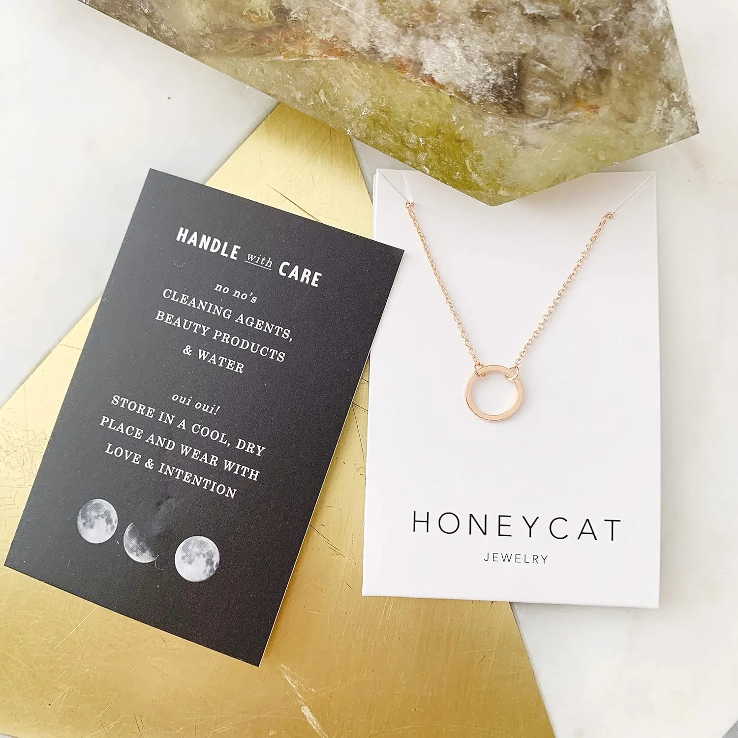 Honeycat Gold, Rose Gold, or Silver Mini Karma Open Circle Orbit Necklace | Minimalist, Delicate Jewelry