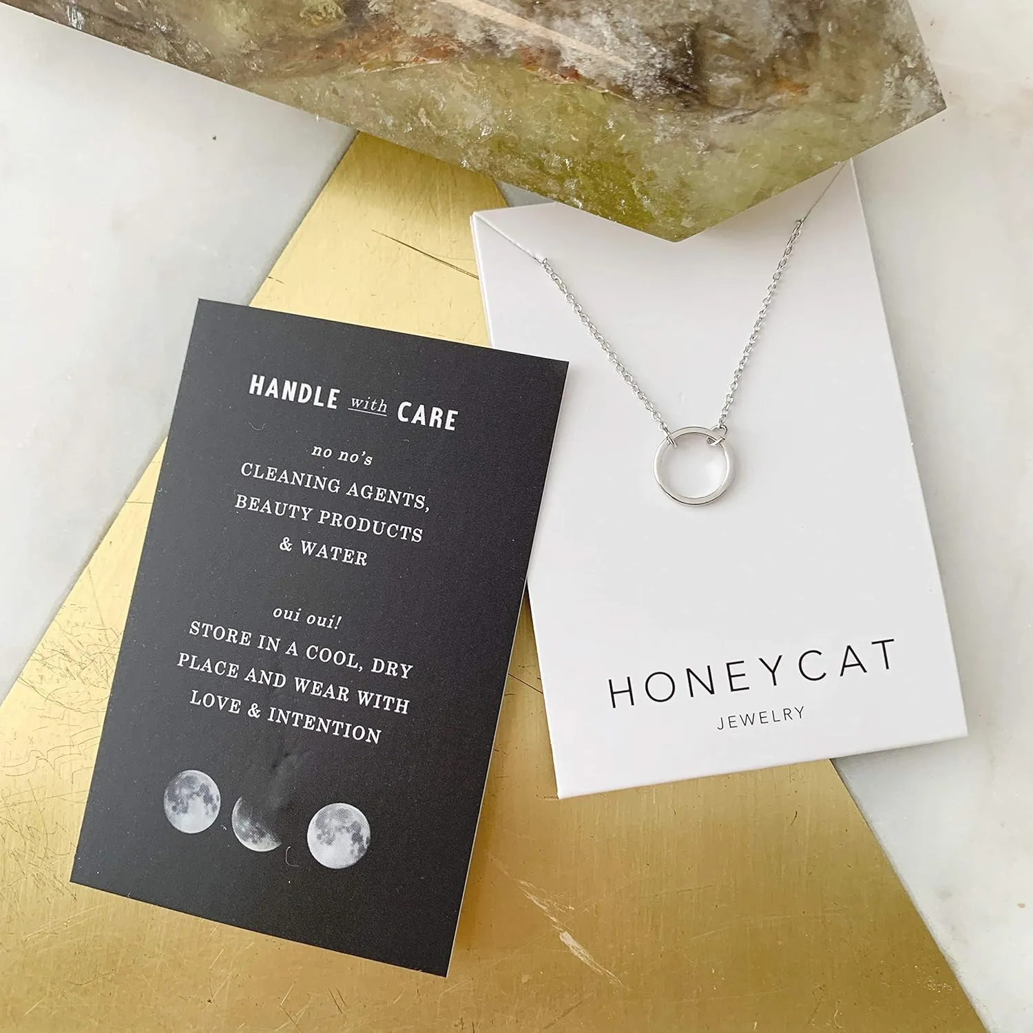 Honeycat Gold, Rose Gold, or Silver Mini Karma Open Circle Orbit Necklace | Minimalist, Delicate Jewelry