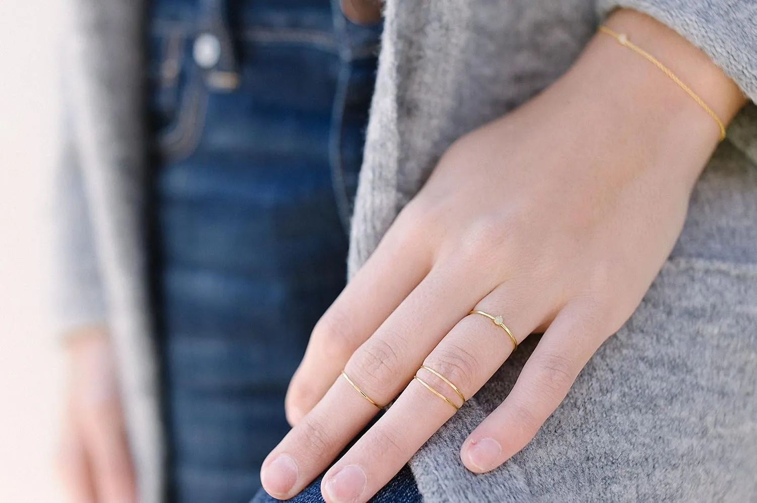 Honeycat Green Jade Point Crystal Ring in Gold, Rose Gold, or Silver | Minimalist, Delicate Jewelry