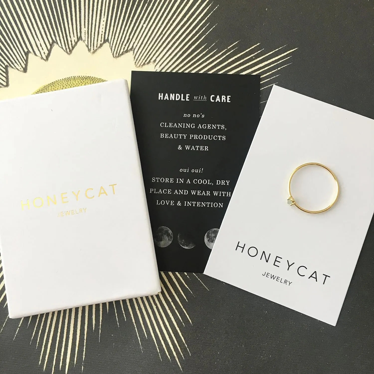 Honeycat Green Jade Point Crystal Ring in Gold, Rose Gold, or Silver | Minimalist, Delicate Jewelry