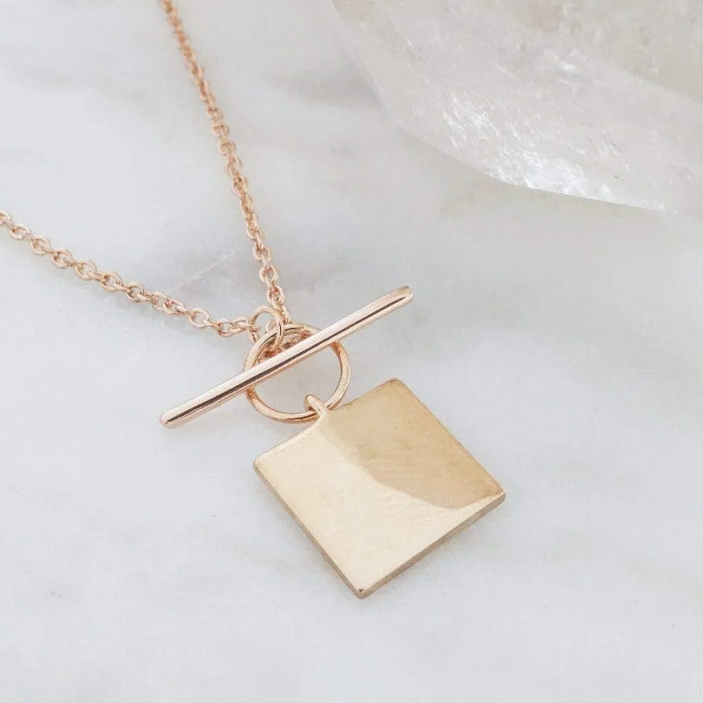 Honeycat Gwyneth Toggle Pendant Charm Necklace in Gold, Rose Gold, or Silver | Minimalist, Delicate Jewelry