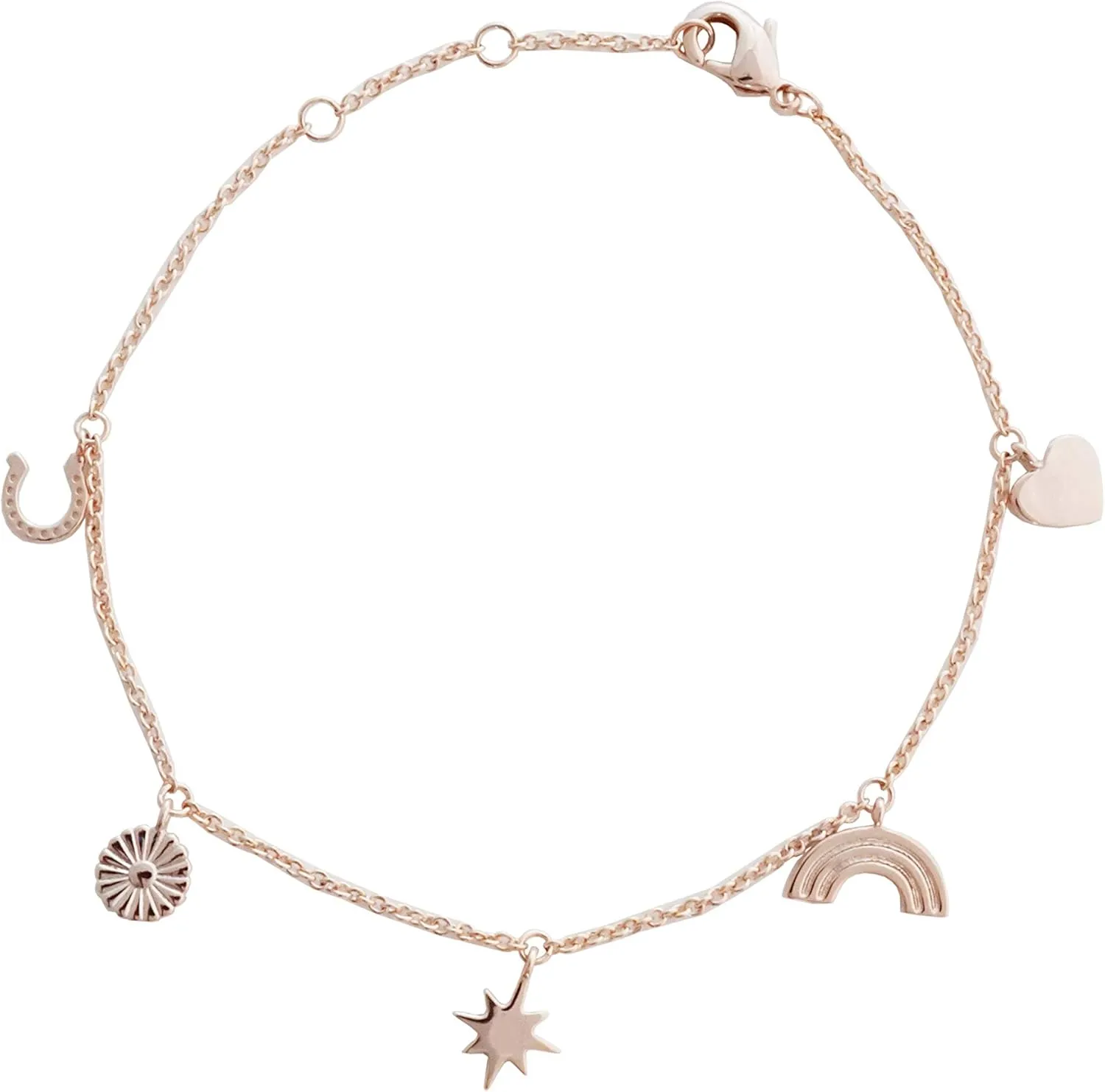 HONEYCAT Lucky Charms Bracelet (Heart, Rainbow, Starburst, Daisy, Horseshoe) in Gold, Rose Gold, or Silver | Minimalist, Delicate Jewelry