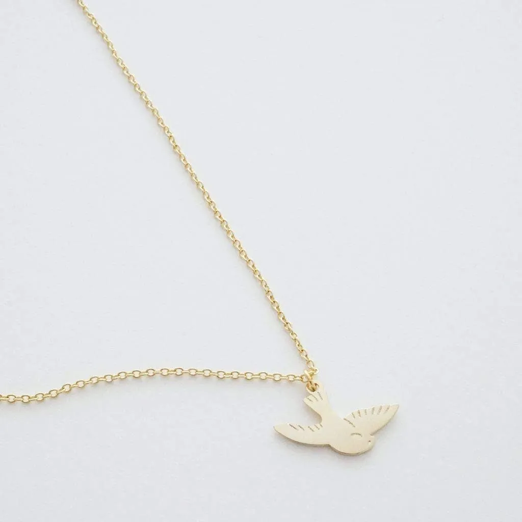 Honeycat Magic Charm Dove Bird Necklace in Gold, Rose Gold, or Silver | Minimalist, Delicate Jewelry