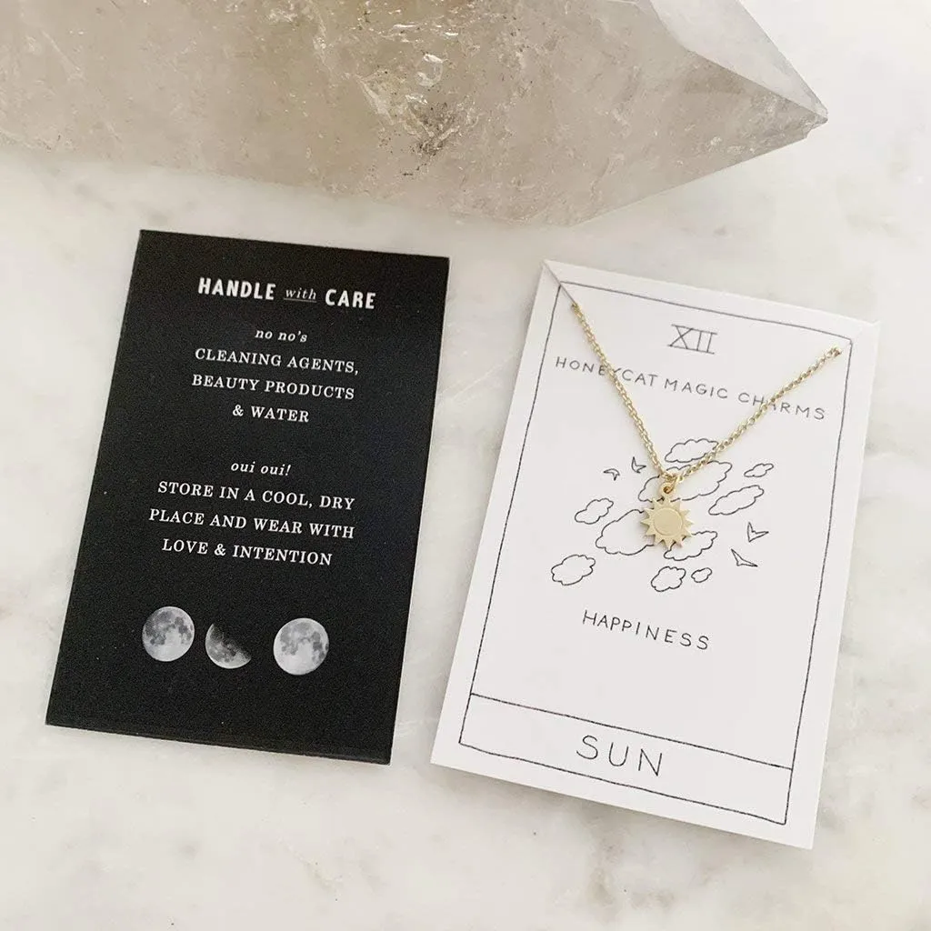 Honeycat Magic Charm Sun Necklace in Gold, Rose Gold, or Silver | Minimalist, Delicate Jewelry
