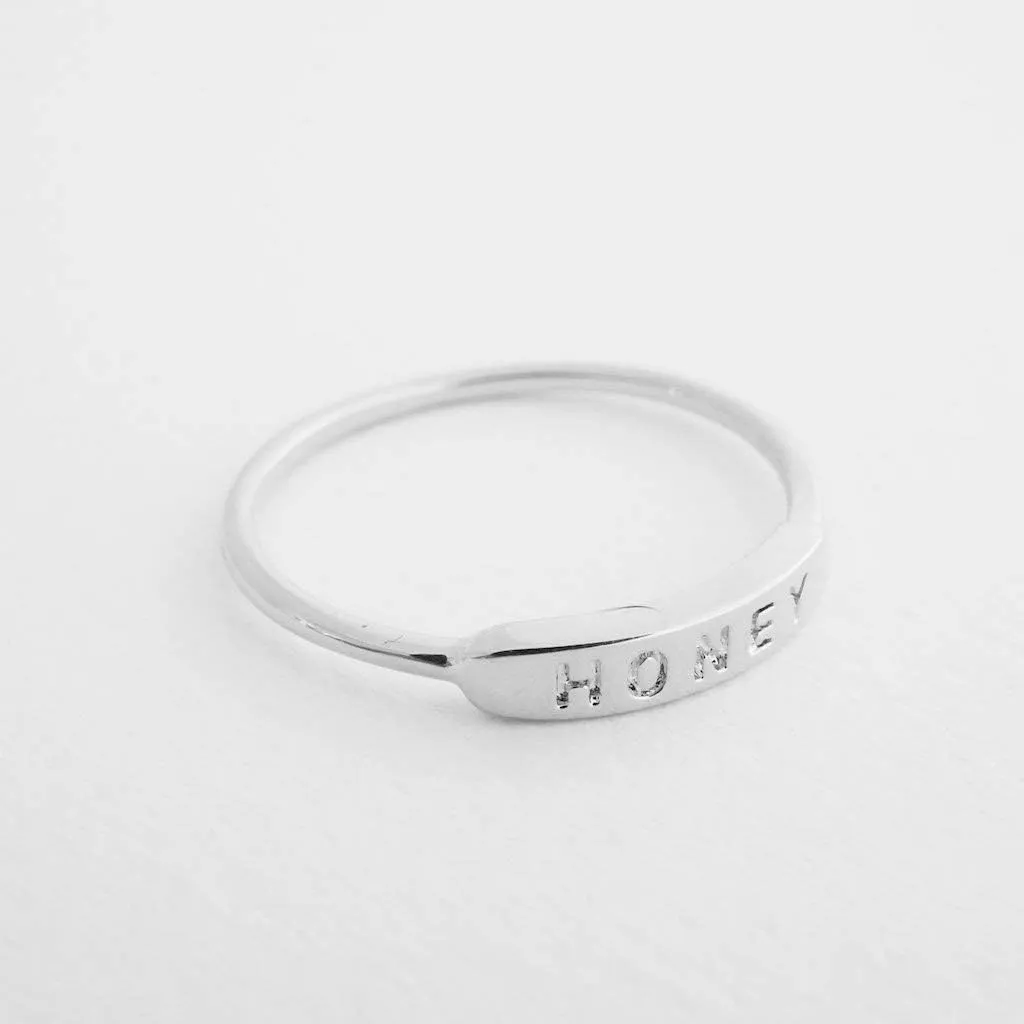 Honeycat "Honey Imprint Bar Ring in Gold, Rose Gold, or Silver | Minimalist, Delicate Jewelry
