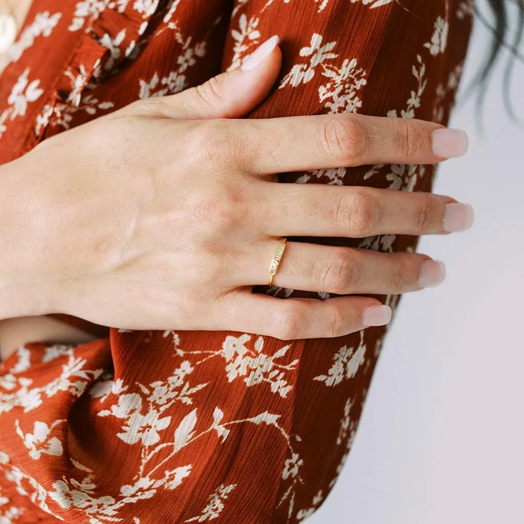 Honeycat "Honey Imprint Bar Ring in Gold, Rose Gold, or Silver | Minimalist, Delicate Jewelry