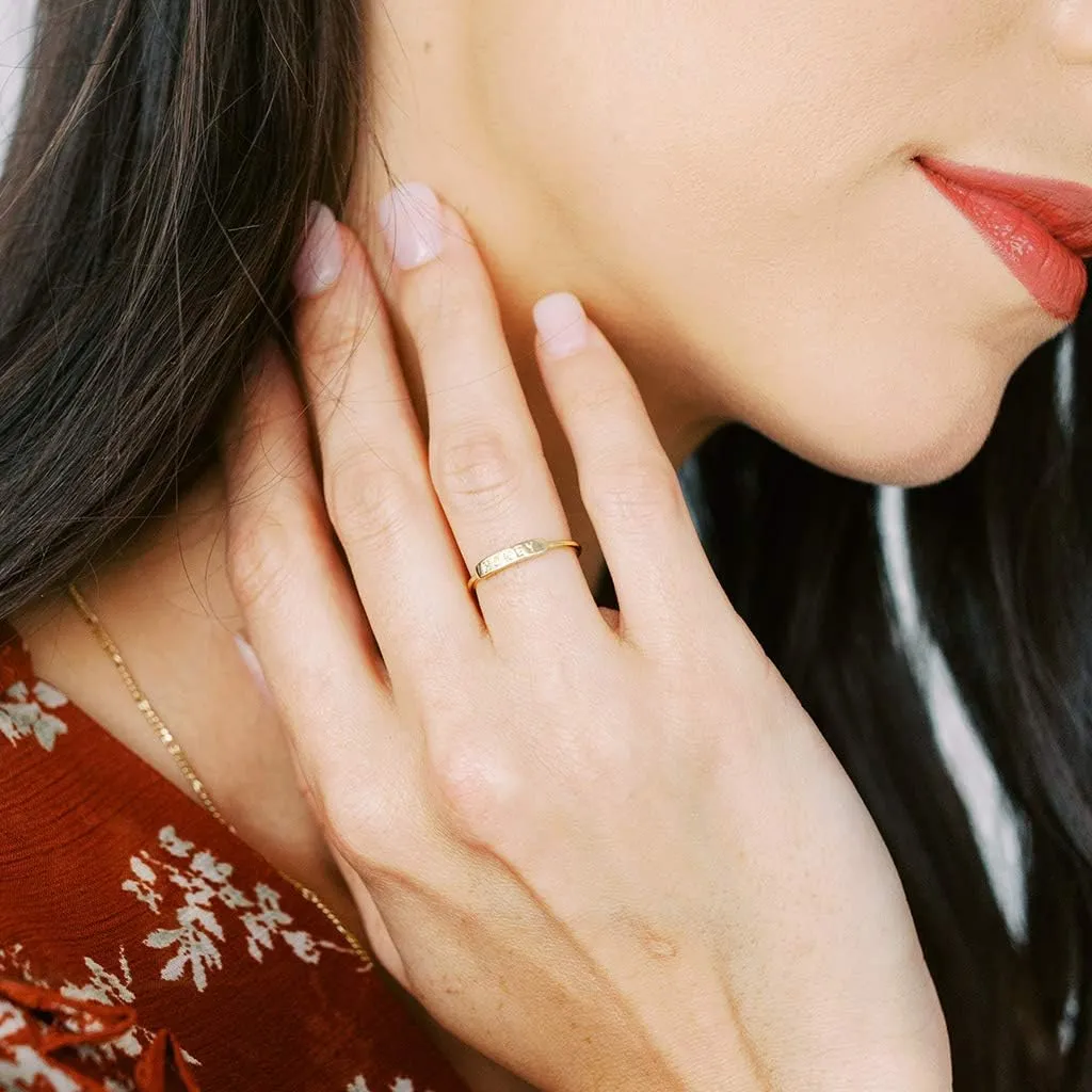 Honeycat "Honey Imprint Bar Ring in Gold, Rose Gold, or Silver | Minimalist, Delicate Jewelry