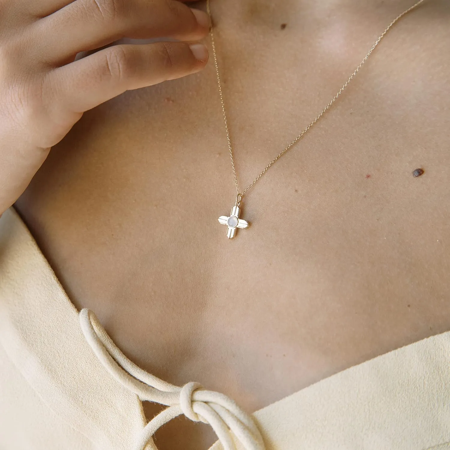 Honeycat Star Crossed Moonstone Necklace in Gold, Rose Gold, or Silver | Minimalist, Delicate Jewelry