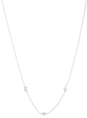 Honeycat Tiny Crystal Bezel Trio Necklace in Gold, Rose Gold, or Silver | Minimalist, Delicate Jewelry