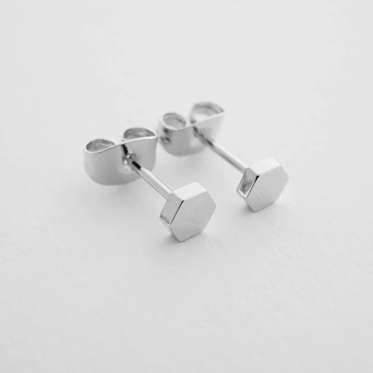 HONEYCAT Tiny Hexagon Honeycomb Stud Earrings in Gold, Rose Gold, or Silver | Minimalist Delicate Jewelry