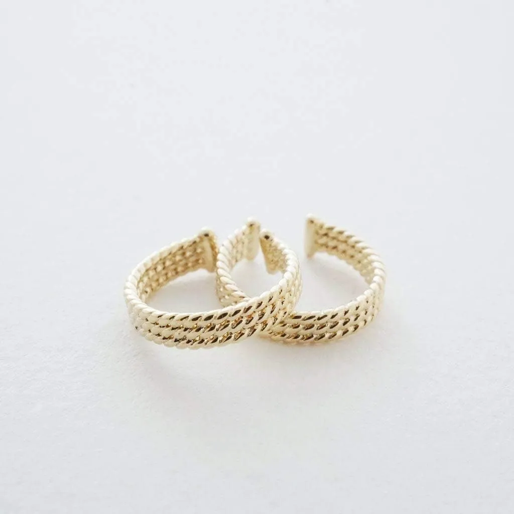 HONEYCAT Twisted Rope Ear Cuffs Set in Gold, Rose Gold, or Silver | Minimalist, Delicate Jewelry
