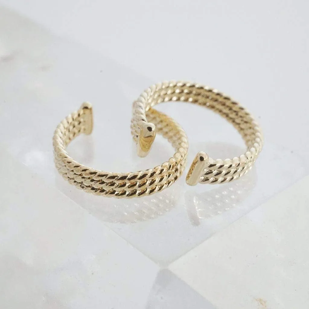 HONEYCAT Twisted Rope Ear Cuffs Set in Gold, Rose Gold, or Silver | Minimalist, Delicate Jewelry
