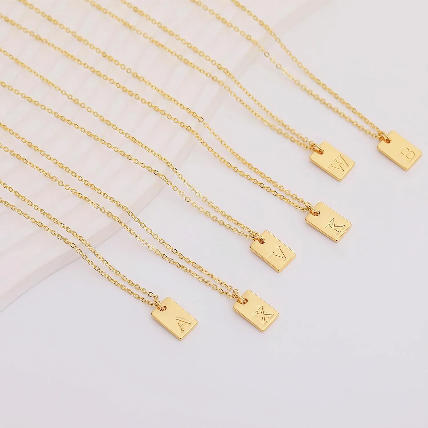 Honsny Layered Initial Necklaces for Women, 14K Gold Plated Layering Paperclip Chain Dainty Letter A-Z Name Tag Pendant Choker Necklace Trendy Gold Jewelry