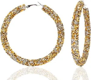 Hot Pink Prom Hoop Earrings for Women Shiny Glitter Sequins Hoop EarringsSparkly Concert Earrings Gifts Statement Circle Rhinestone Dangle Drop Earrings Boho Colorful Jewelry-Green