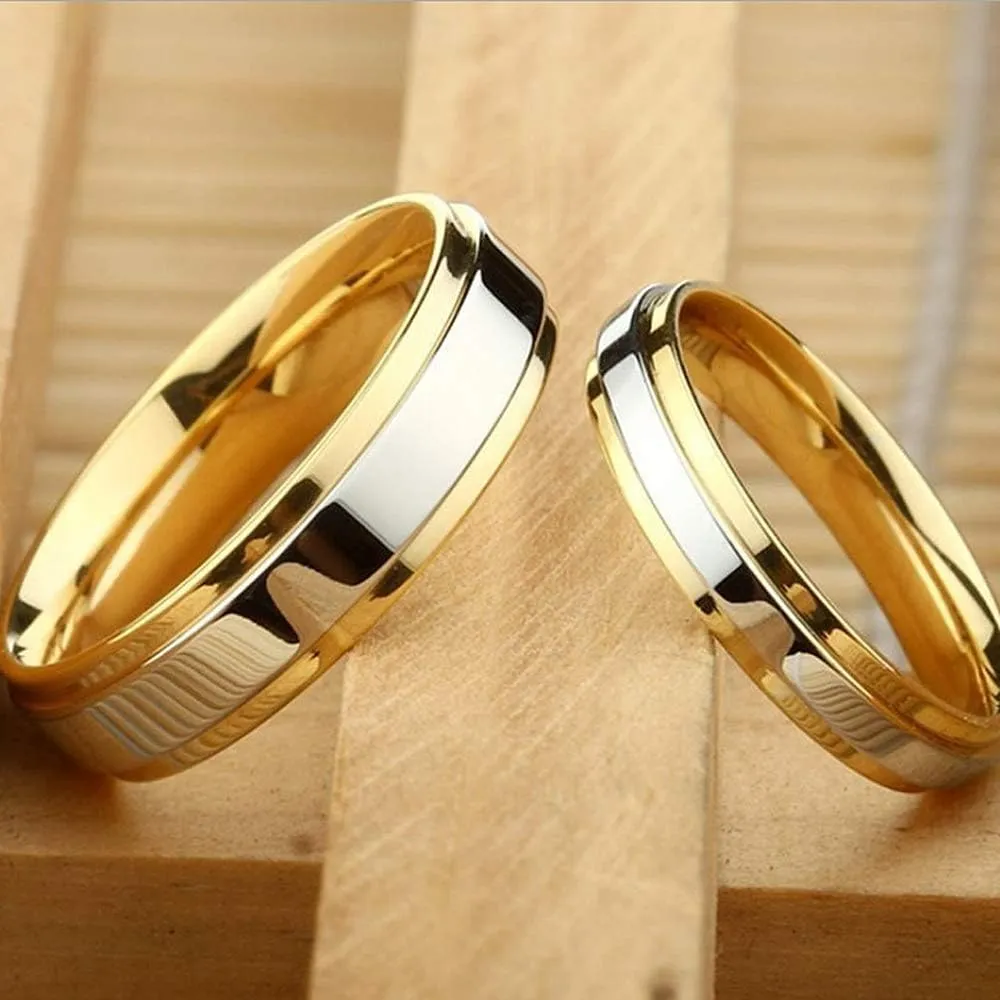 HSQYJ 4MM 6MM Tungsten Carbide Couple Ring Personalized Silver Gold Two Tone Engagement Wedding Band for Men Women Comfort Fit Jewellery