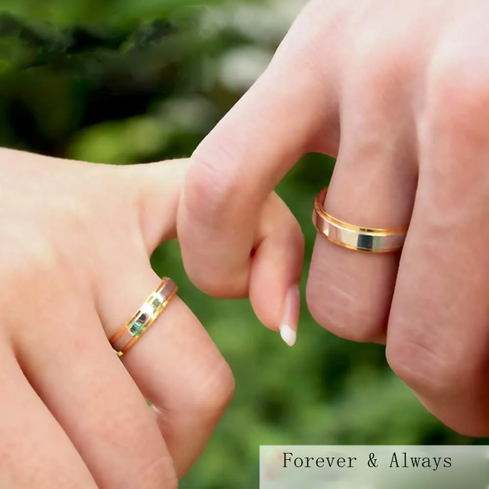 HSQYJ 4MM 6MM Tungsten Carbide Couple Ring Personalized Silver Gold Two Tone Engagement Wedding Band for Men Women Comfort Fit Jewellery