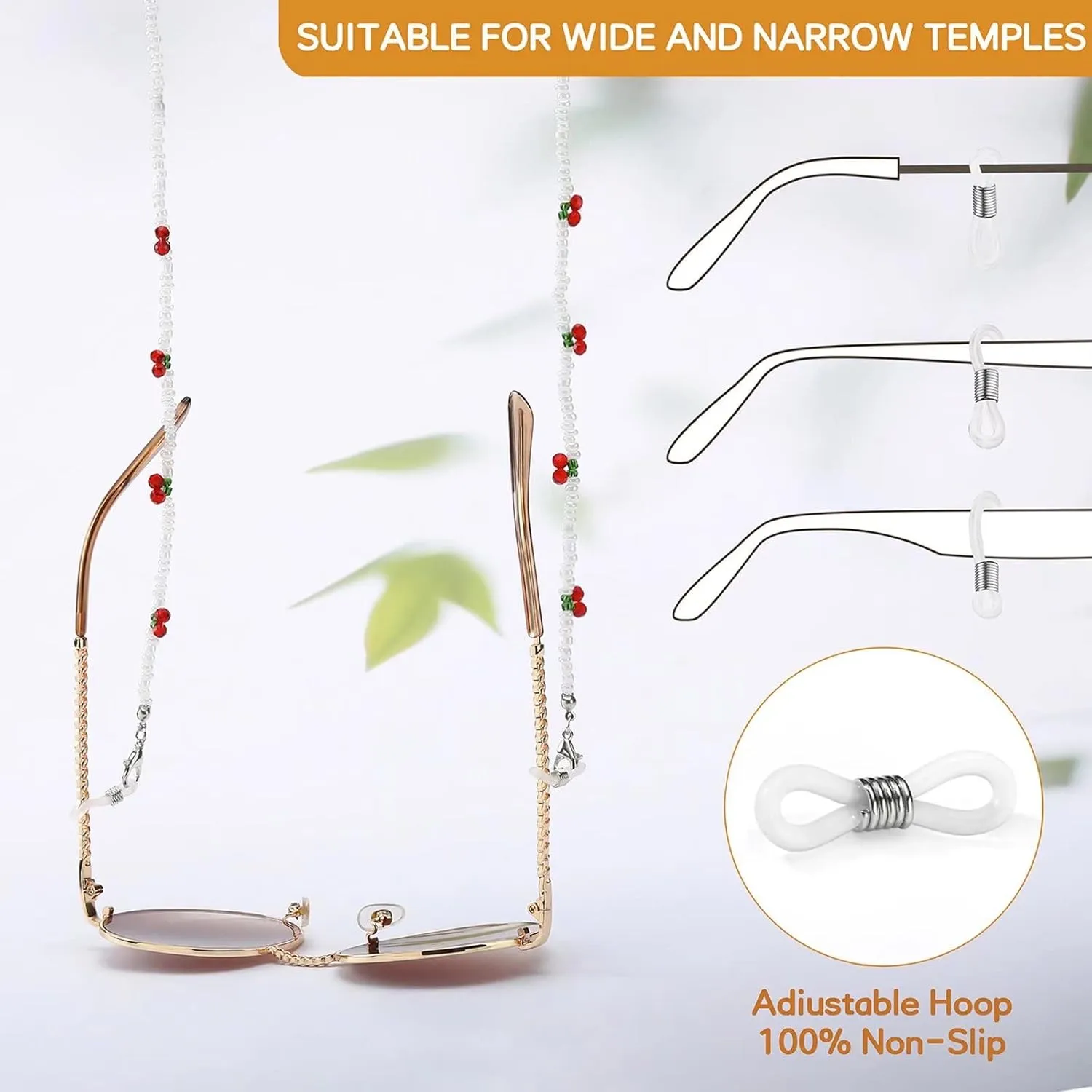 humlbird Mask Lanyard Eyeglasses Chain Healing Crystal Beaded Sunglasses Chains with Pearl for Women
