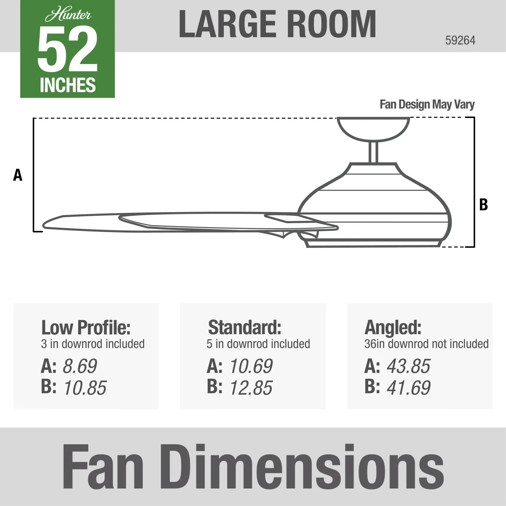 Hunter 52-Inch Cassius Matte Black Outdoor Ceiling Fan - Matte Black