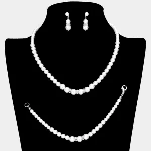 iLLASPARKZ 3PCS Crystal Detail Pearl Necklace Jewelry Set