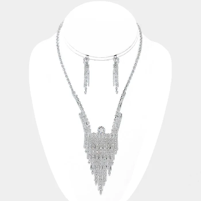 iLLASPARKZ Layered Crystal Rhinestone Fringe Necklace