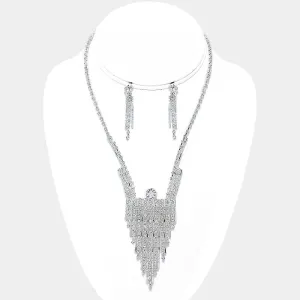 iLLASPARKZ Layered Crystal Rhinestone Fringe Necklace