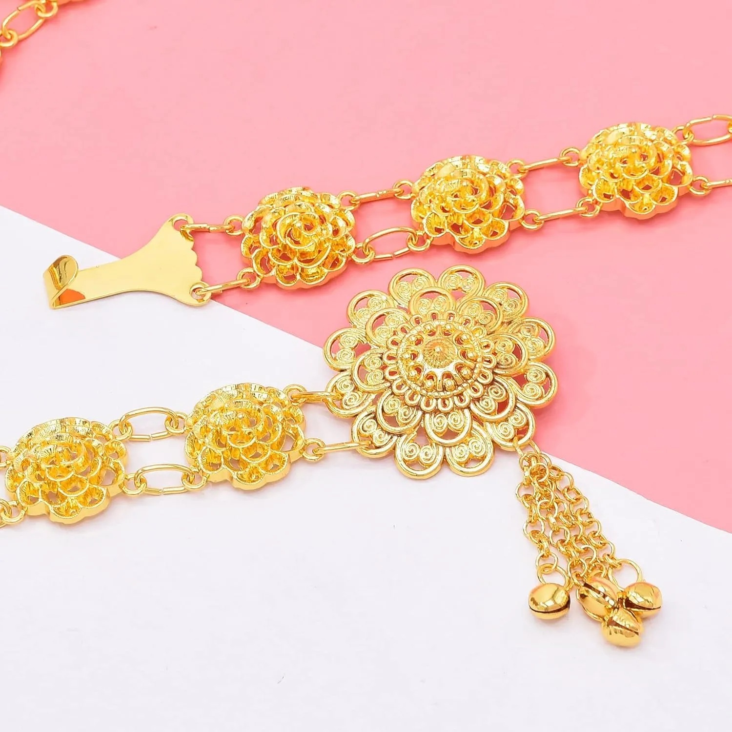 Indian Style 14 K Gold Plated Crystal Flower Turquoise Waist Belly Chains Dancing Beach Belt Body Jewelry