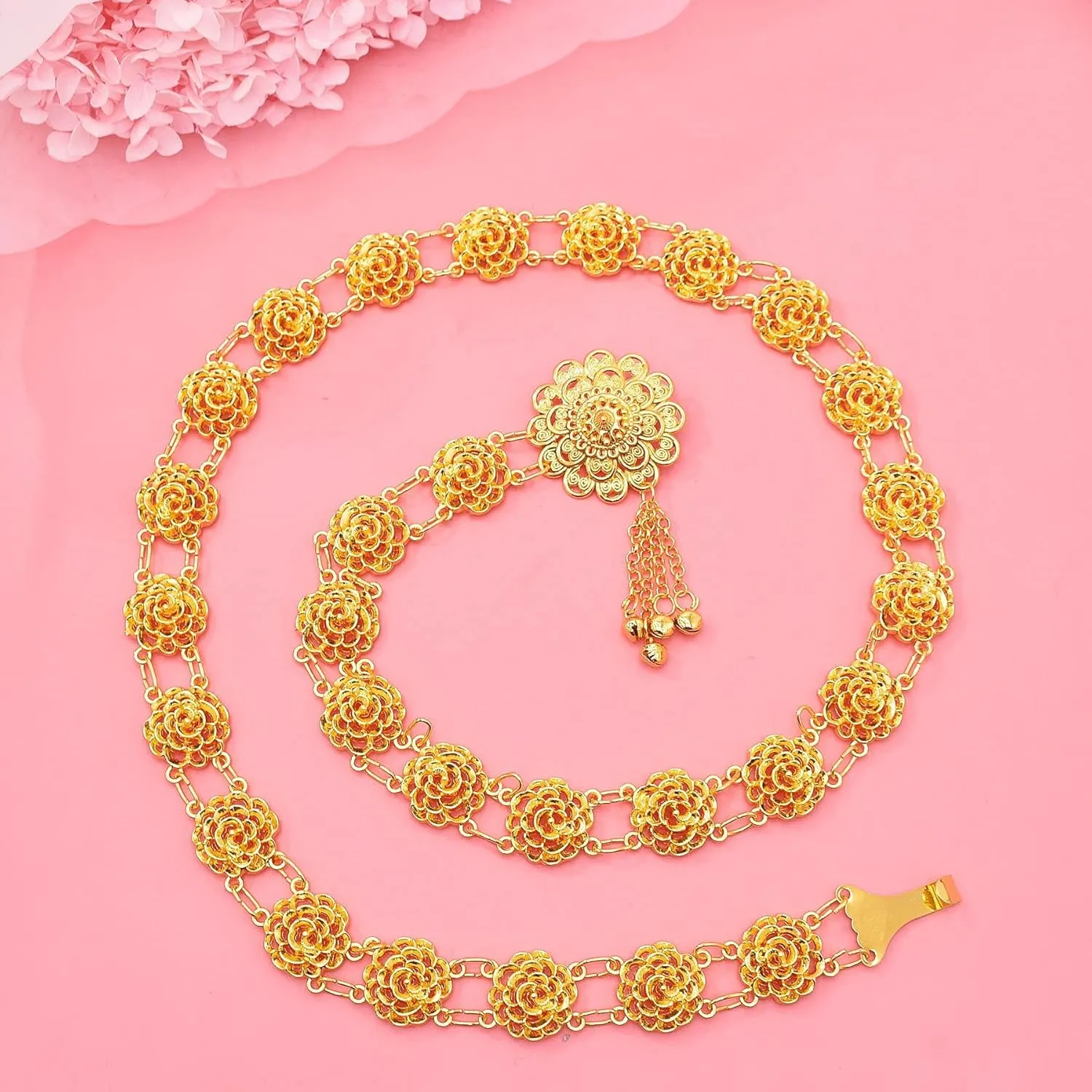 Indian Style 14 K Gold Plated Crystal Flower Turquoise Waist Belly Chains Dancing Beach Belt Body Jewelry