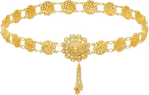 Indian Style 14 K Gold Plated Crystal Flower Turquoise Waist Belly Chains Dancing Beach Belt Body Jewelry