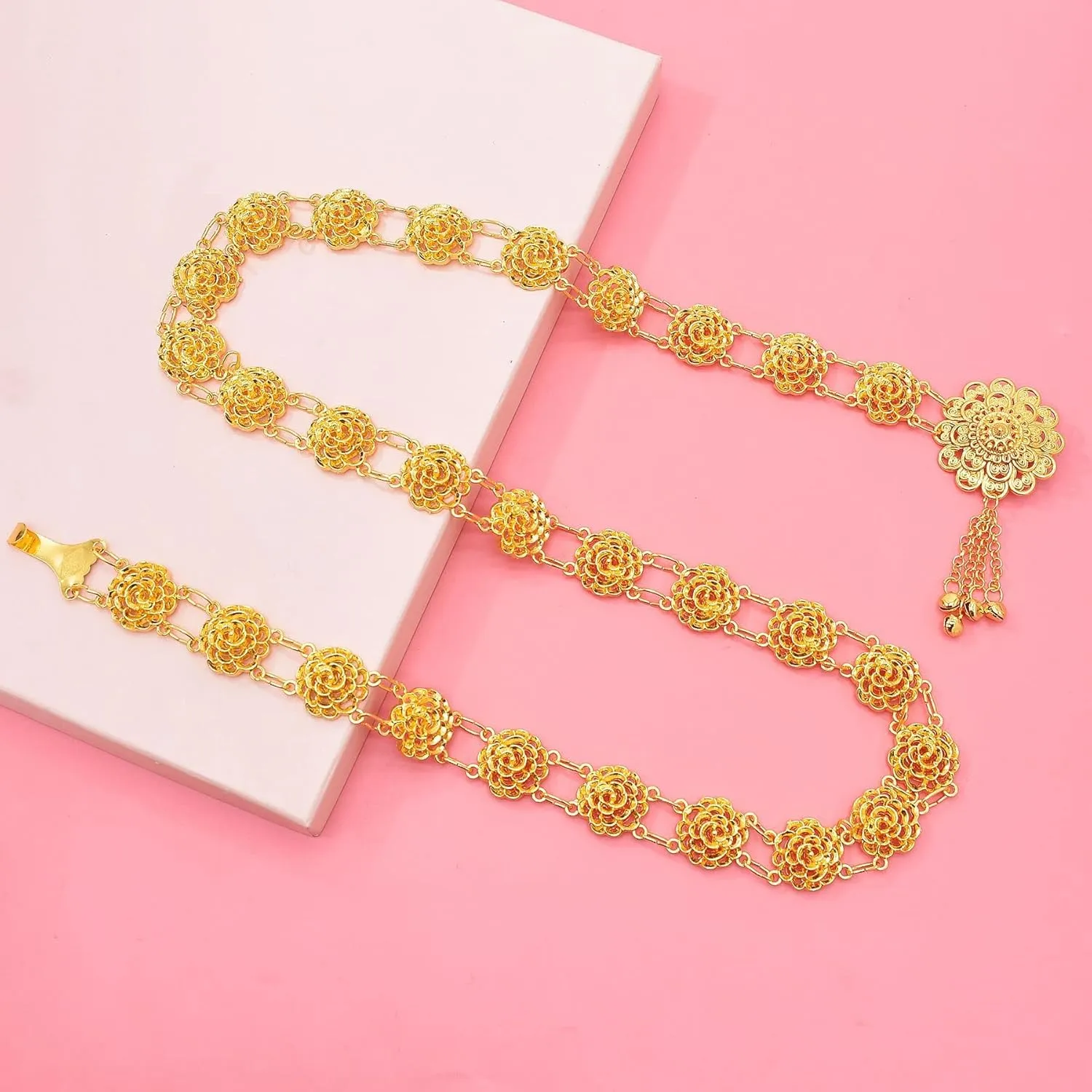 Indian Style 14 K Gold Plated Crystal Flower Turquoise Waist Belly Chains Dancing Beach Belt Body Jewelry