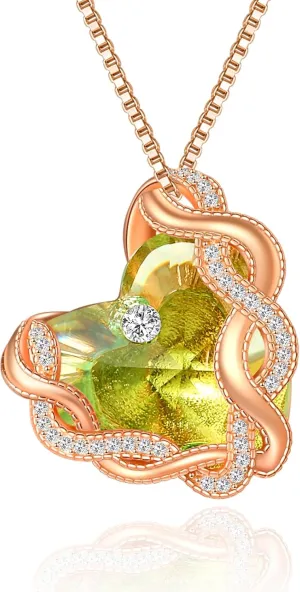 Infinity Heart Birthstone Crystal Necklaces for Women, 925 Sterling Silver Women Pendant Necklace, Birthday Jewelry Gifts for Wife Girlfriend Mom Grandma Daughter