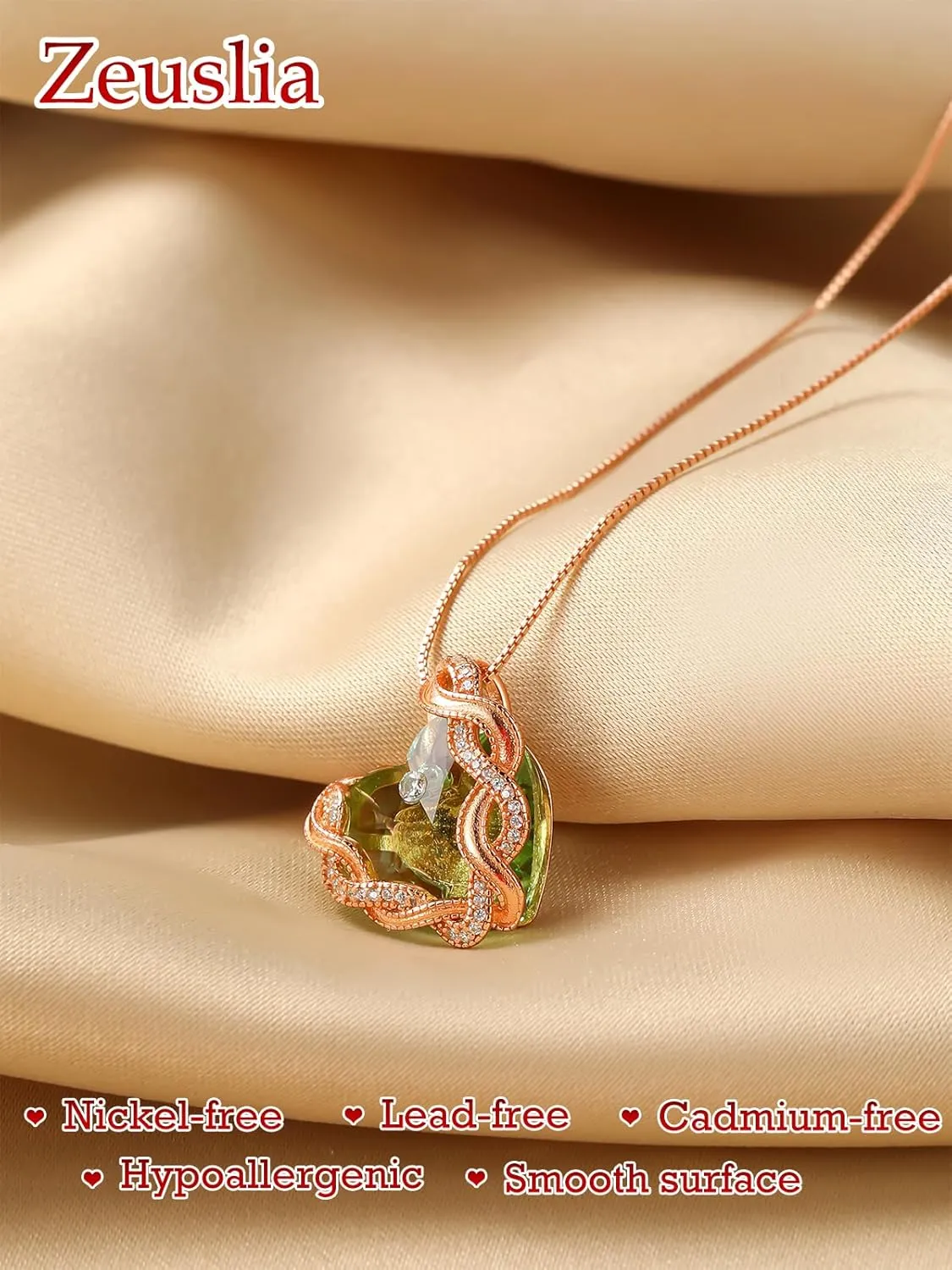 Infinity Heart Birthstone Crystal Necklaces for Women, 925 Sterling Silver Women Pendant Necklace, Birthday Jewelry Gifts for Wife Girlfriend Mom Grandma Daughter