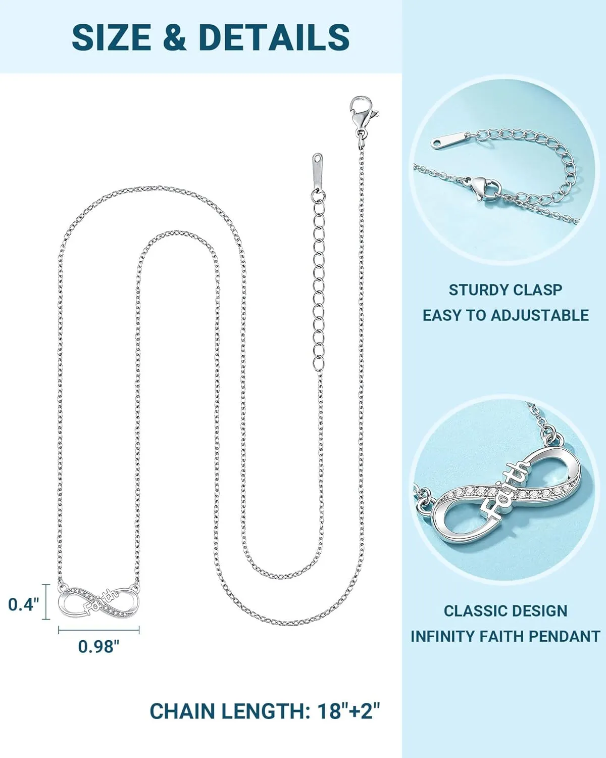 Infinity Necklace for Women, Christmas Valentines Birthday Mothers Day Gifts for Mom/Daughter/Grandma/Faith