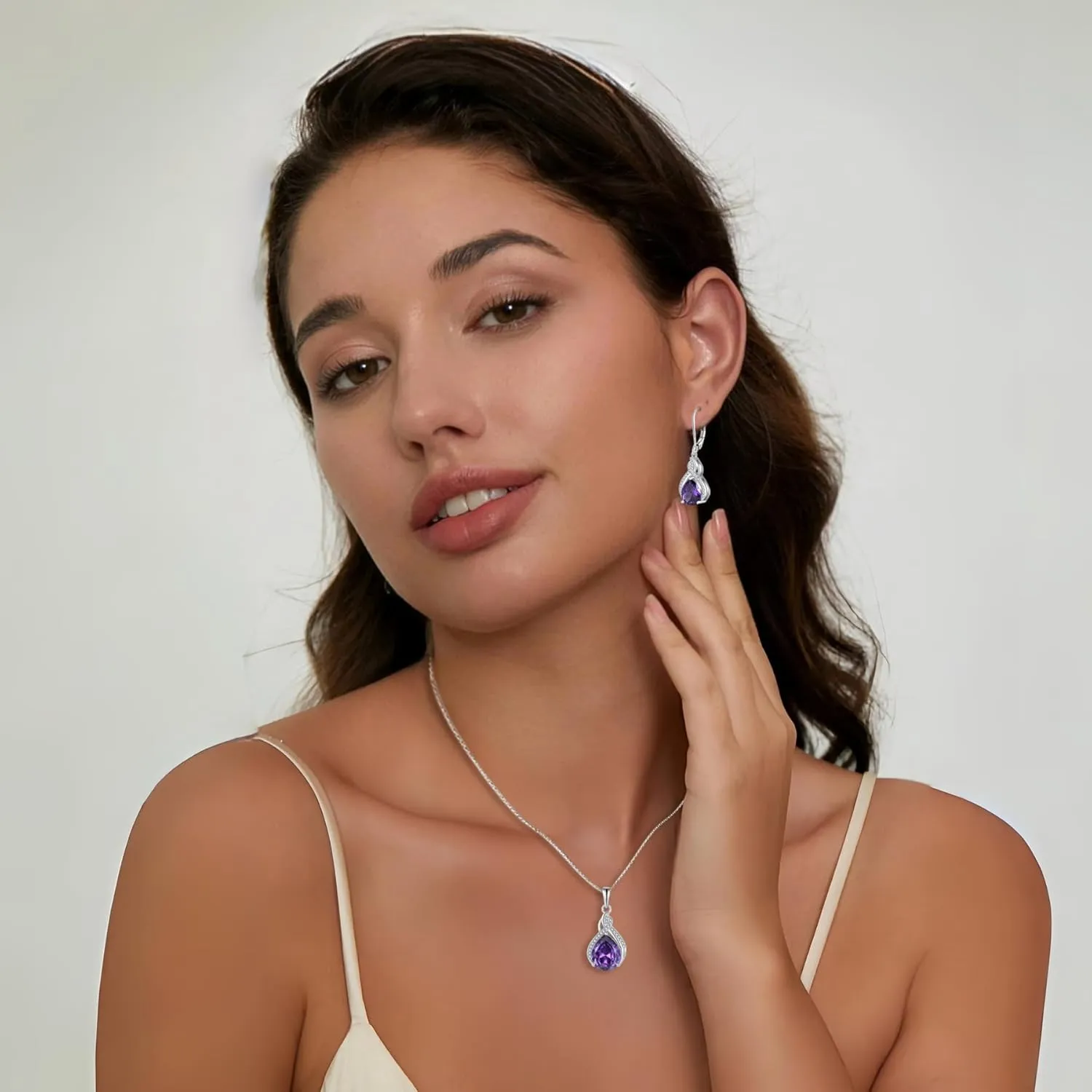 Infinity Teardrop Earrings 925 Sterling Silver Dangle Drop Leverback Earrings Pear Shaped Birthstone Jewelry Gifts for Women