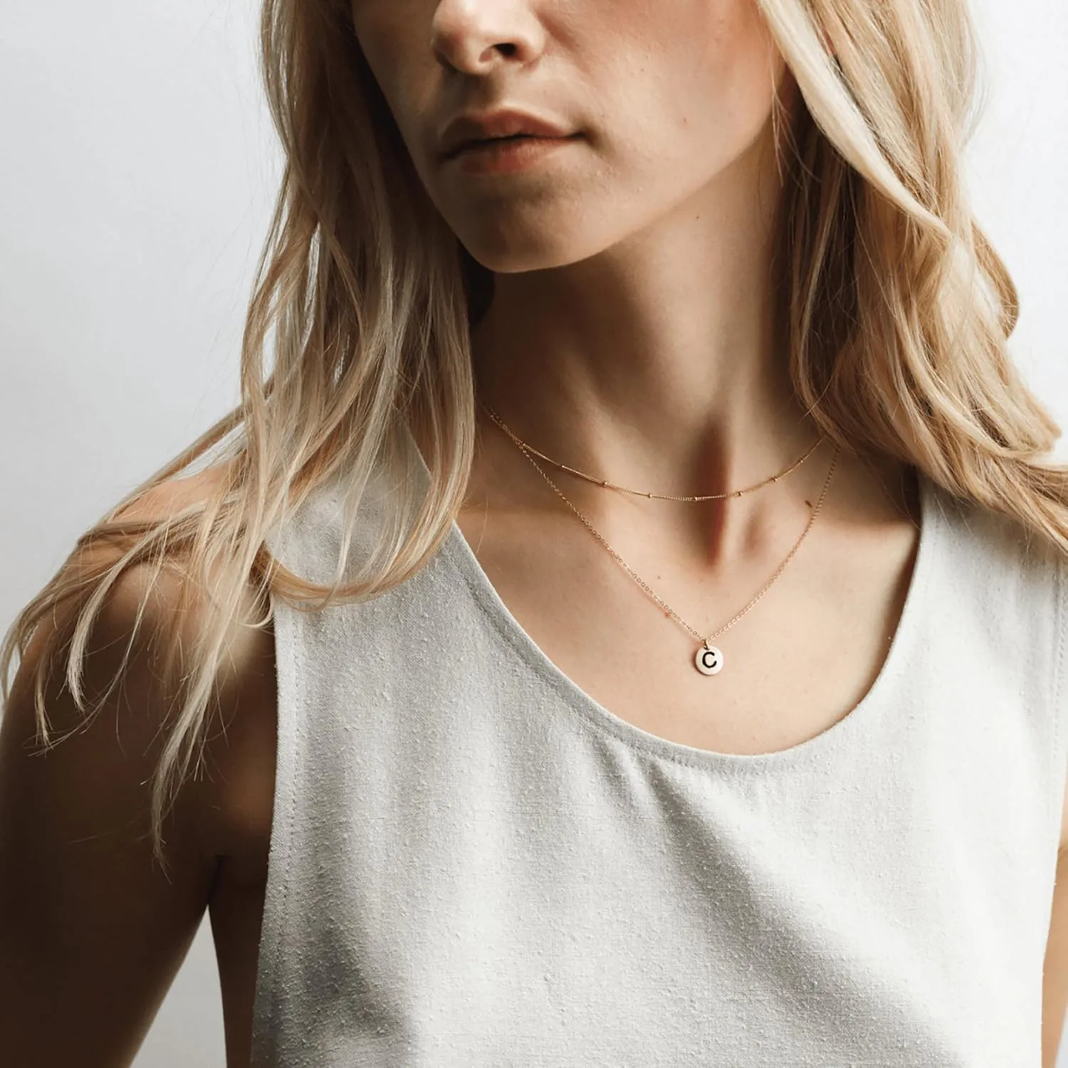 Initial Necklaces for Women 14k Gold Plated Dainty Layered Letter Necklaces Tiny Cute Initial Layering Pendant Choker Simple Trendy Personalized Letter Name Necklaces Jewelry Gift for Women
