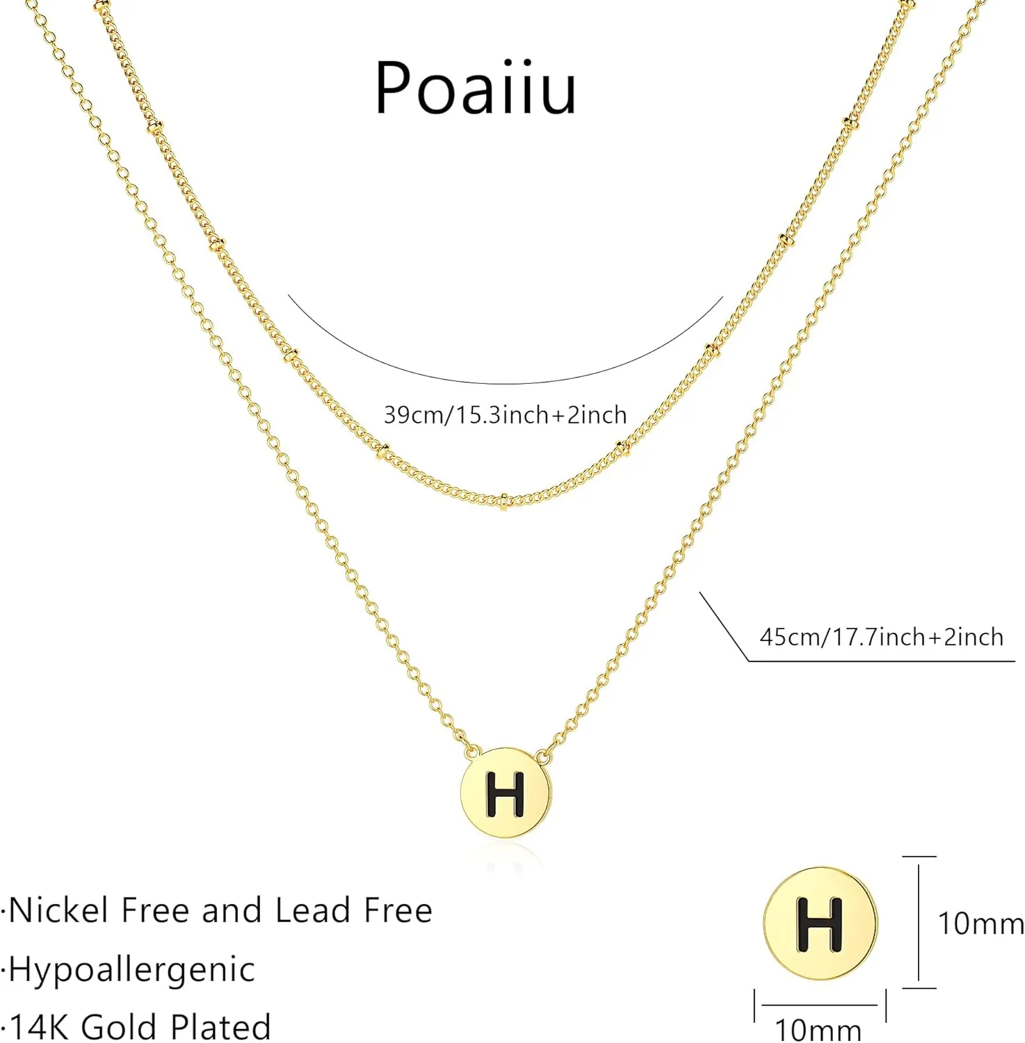 Initial Necklaces for Women 14k Gold Plated Dainty Layered Letter Necklaces Tiny Cute Initial Layering Pendant Choker Simple Trendy Personalized Letter Name Necklaces Jewelry Gift for Women