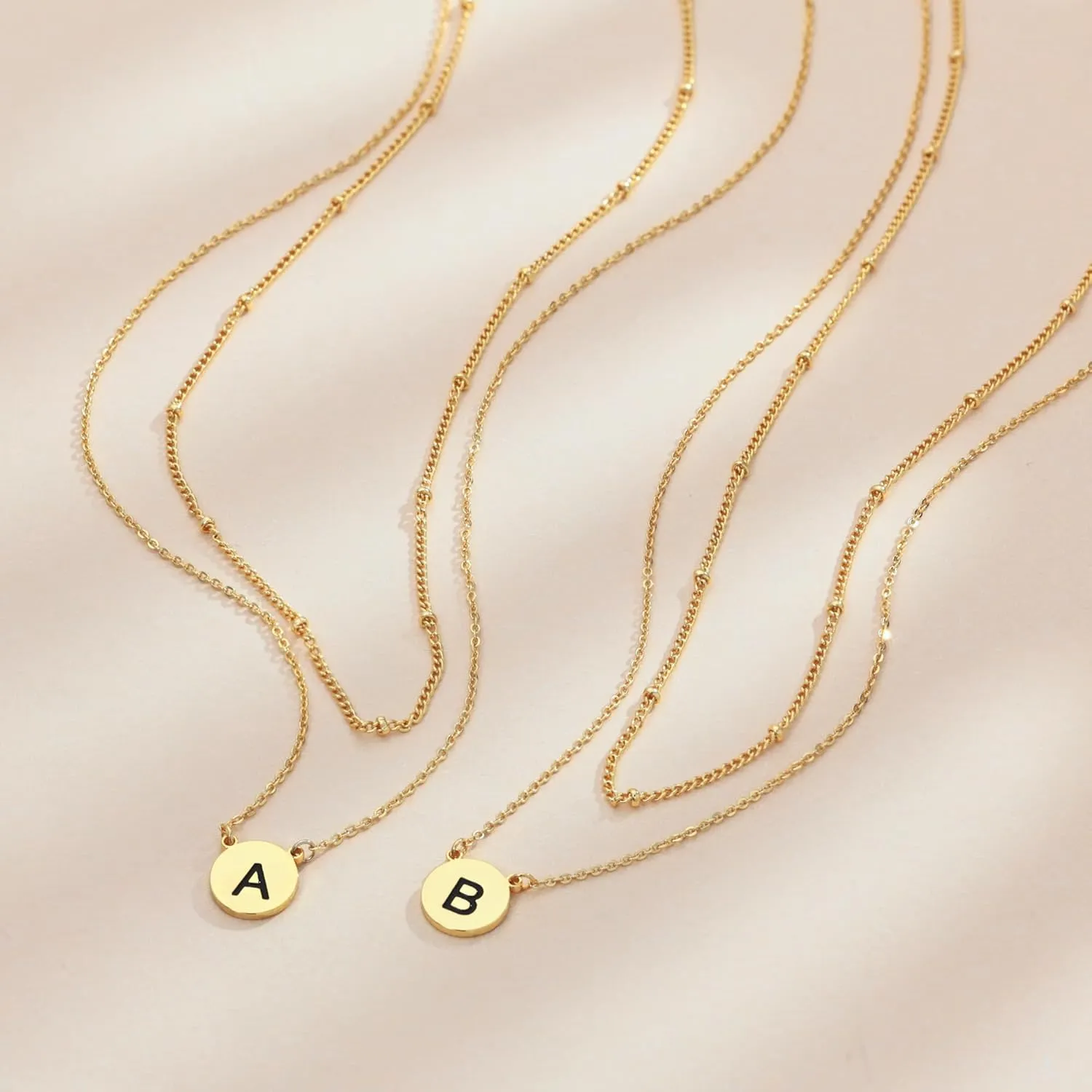 Initial Necklaces for Women 14k Gold Plated Dainty Layered Letter Necklaces Tiny Cute Initial Layering Pendant Choker Simple Trendy Personalized Letter Name Necklaces Jewelry Gift for Women