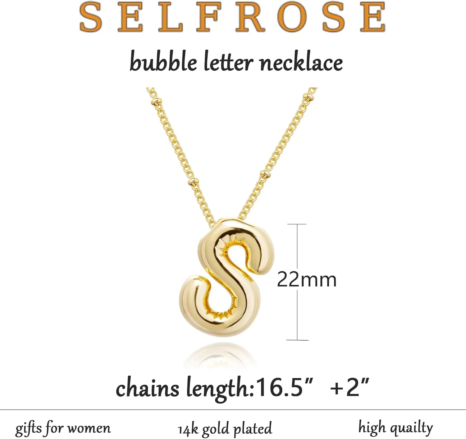Initial Necklaces for Women,Trendy Gold Letter Necklace Dainty Gold Letter Necklace Chunky Initial Pendant Charm Custom Name Jewelry for Women Gifts