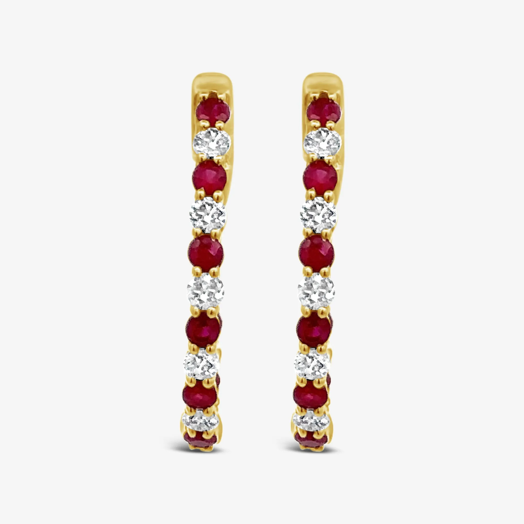 Inside & Out Ruby & Diamond Hoop Earrings