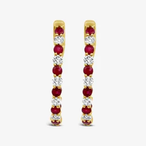 Inside & Out Ruby & Diamond Hoop Earrings