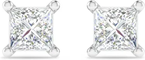Inspereza 1/4 to 2 Carat 14K Gold Princess Cut Diamond Solitaire 4-Prong Stud Earring For Women (J Color, I3 Clarity)