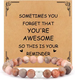 Inspirational Gifts for Her Women Natural Stone Beaded Bracelet Birthday Friendship Gifts Trendy Stuff for Easter Mothers Day Thanksgiving Thank You Teacher