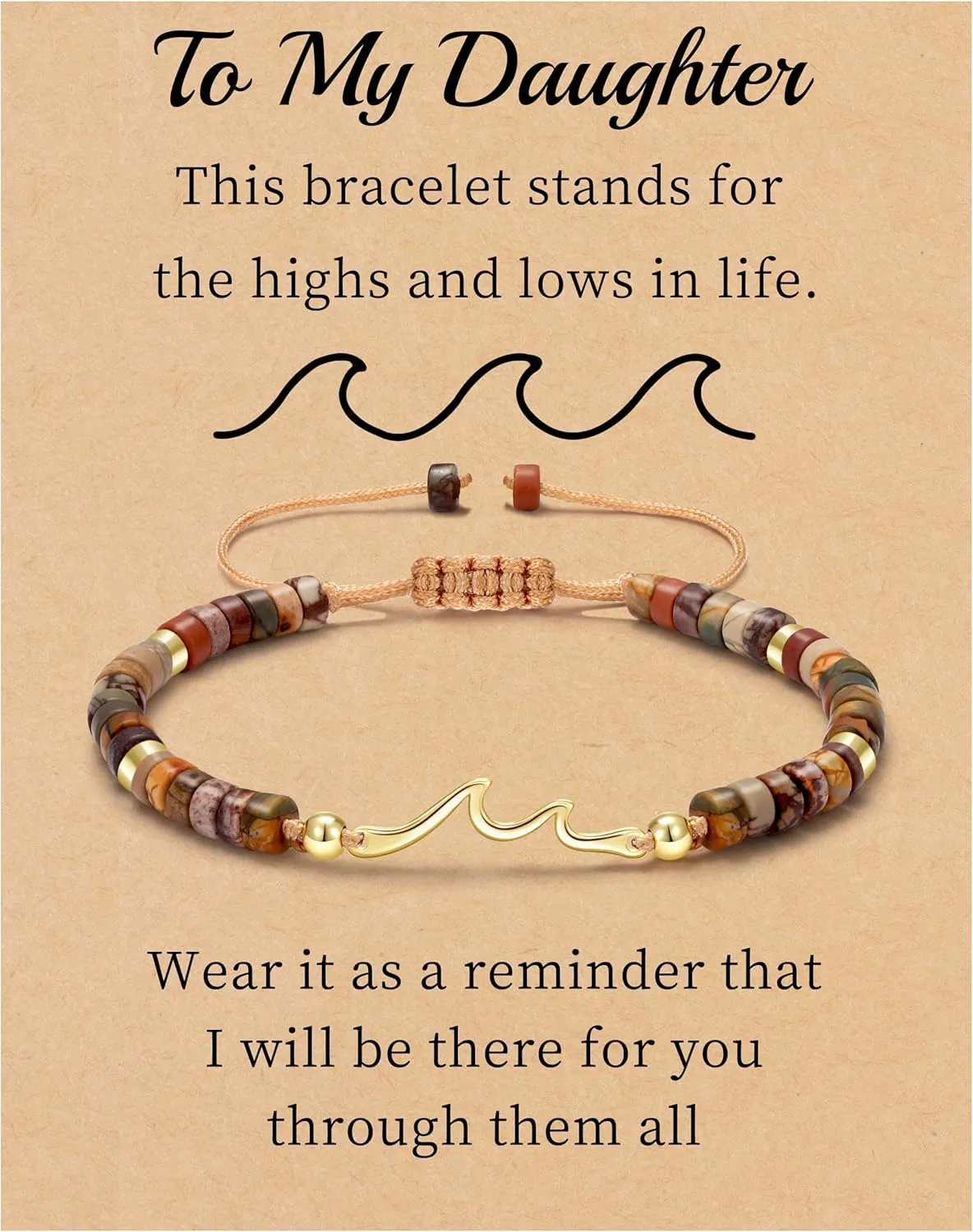 Inspirational Gifts for Women, Wave Bracelet Encouragement Gifts, Natural Stone Beaded Bracelets Life Is Tough Cheer Up Spiritual Thoughtful Get Weel Gifts Birthday Mothers Day Jewelry