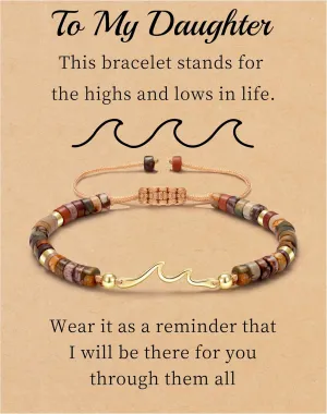 Inspirational Gifts for Women, Wave Bracelet Encouragement Gifts, Natural Stone Beaded Bracelets Life Is Tough Cheer Up Spiritual Thoughtful Get Weel Gifts Birthday Mothers Day Jewelry